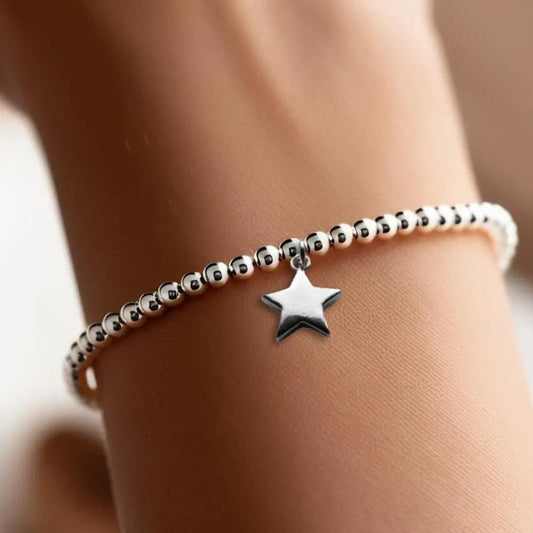 Star Silver Beaded Bracelet by Aye Do Gifts