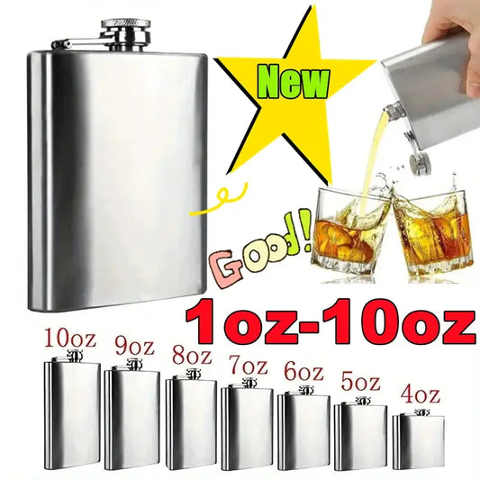 New 10-1oz Stainless Steel Hip Flask Wine Whisky Pot Bottle For Men Portable Drinker Alcohol Container Pocket Wine Bottle Gifts by All Mart Bristol Ltd