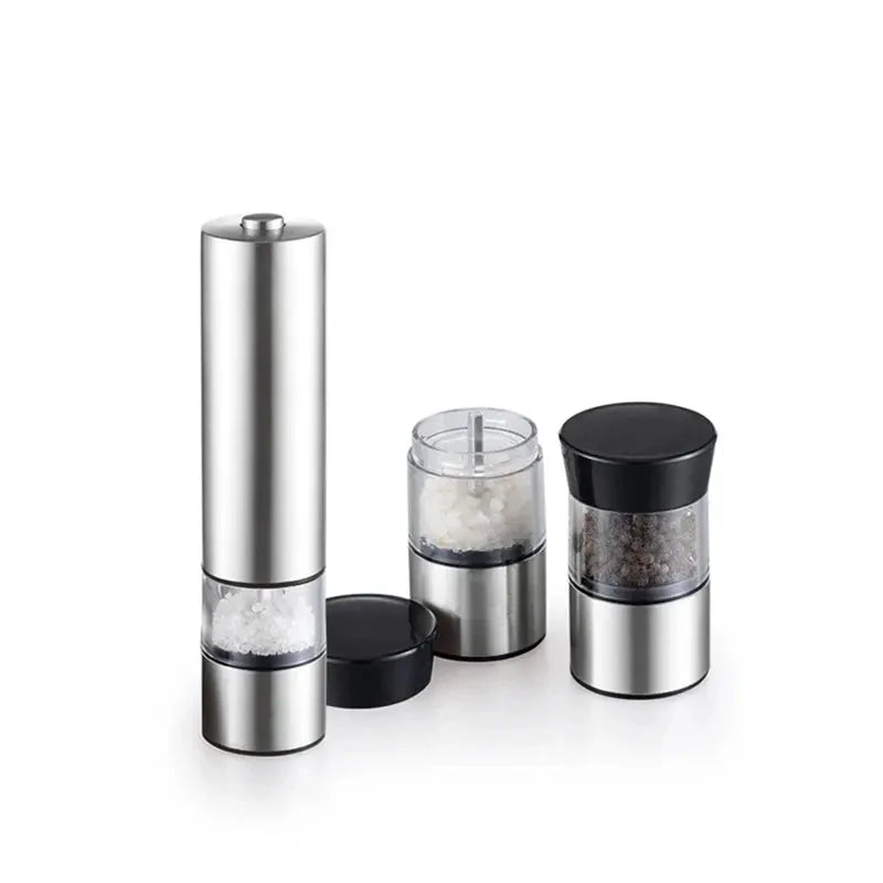 Electric Stainless Steel Salt and Pepper Grinder Set by All Mart Bristol Ltd