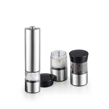 Electric Stainless Steel Salt and Pepper Grinder Set by All Mart Bristol Ltd