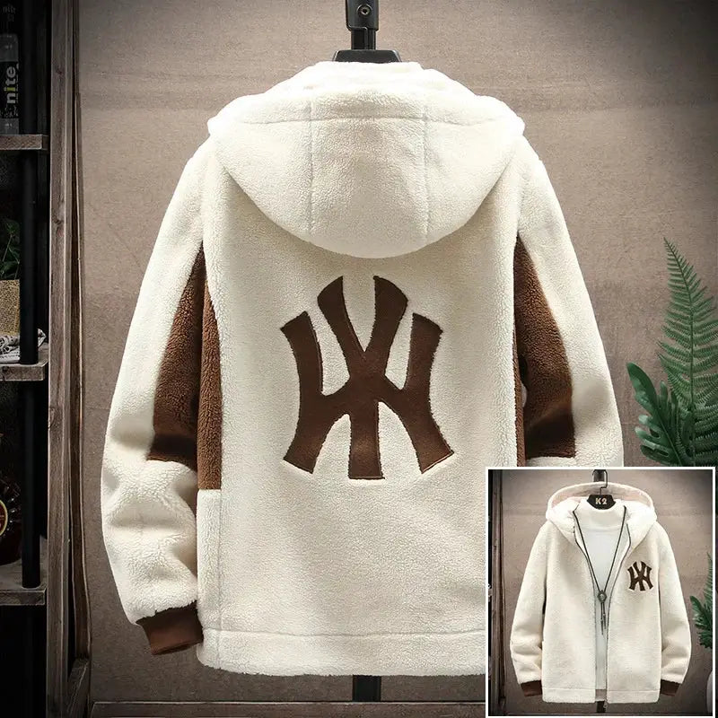 Top Grade Lamb Velvet Men's Jacket Casual Hooded Zipper Coats Fashion Warm Wool Jackets New Male Winter Thick Designer Clothing by All Mart Bristol Ltd