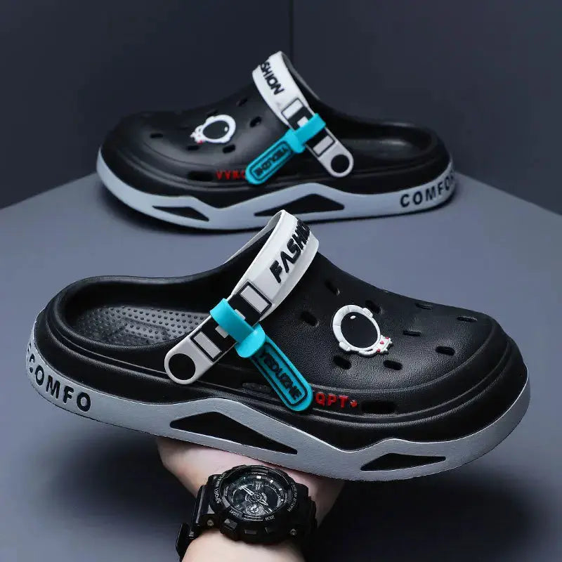 Mens Trendy Cave Shoes Summer Outer Wear Cartoon Fashion Home Home Couple Non-slip Cave Sandals Beach Baotou Slippers Mens by All Mart Bristol Ltd