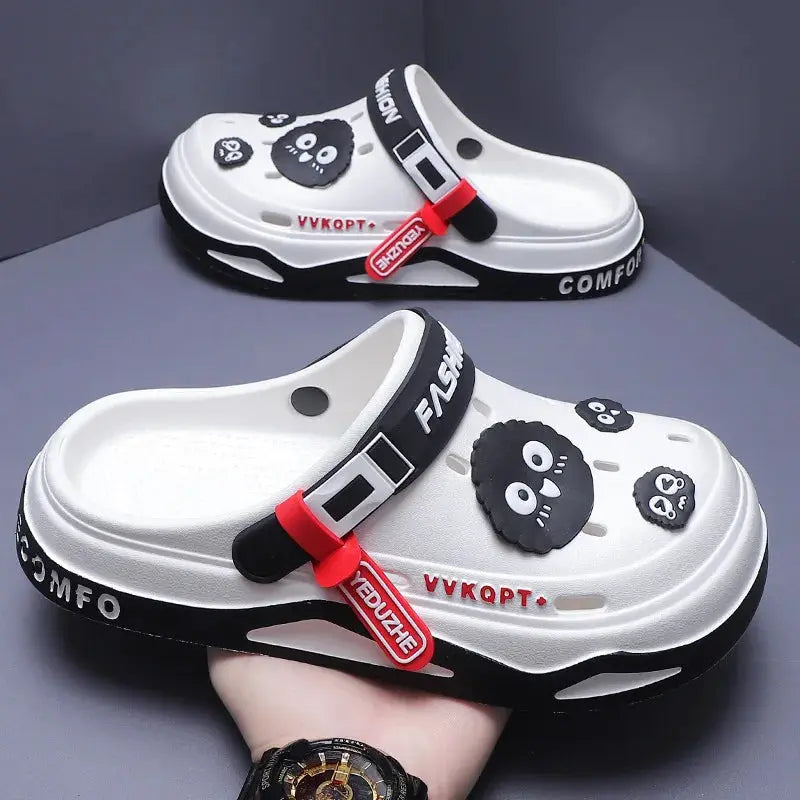 Mens Trendy Cave Shoes Summer Outer Wear Cartoon Fashion Home Home Couple Non-slip Cave Sandals Beach Baotou Slippers Mens by All Mart Bristol Ltd