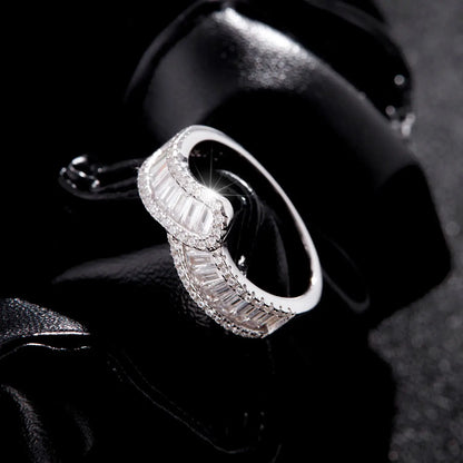MODIAN 925 Sterling Silver Sparkling Arrow Pave Setting CZ Eternity Band Rings For Women Wedding Engagement Statement Jewelry by All Mart Bristol Ltd