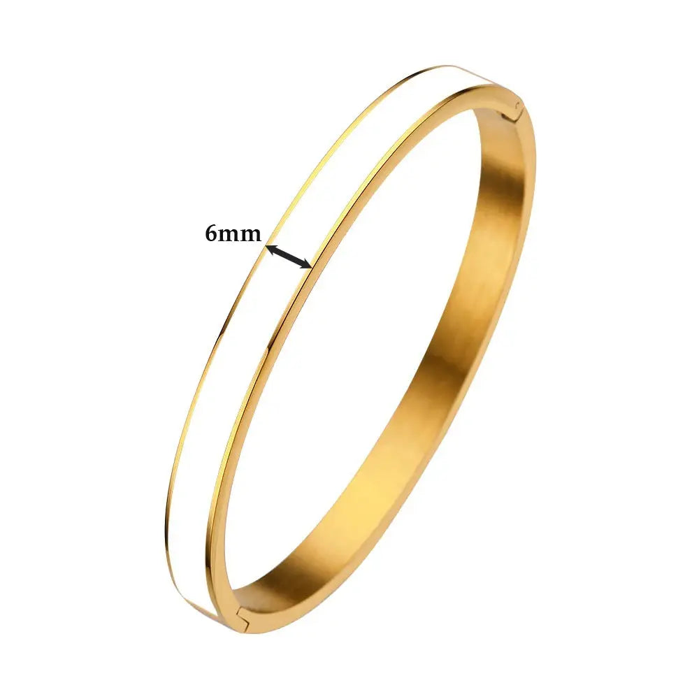 CARLIDANA Luxury Colorful Orange Enamel Bangles Bracelets for Women Party Gift Fashion Bangles Original Stainless Steel Jewelry by All Mart Bristol Ltd