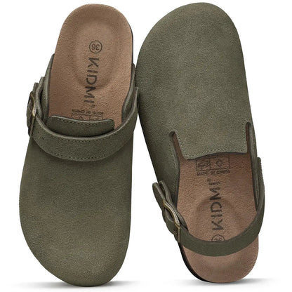 Smile Pop Men's Suede Shoes With Adjustable Back Strap Leather Mules With Cork Flip-Flop Slippers Insoles Slip-On Potato Shoes by All Mart Bristol Ltd