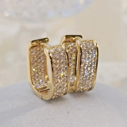 Huitan Fashion Women's Hoop Earrings with Sparkling Cubic Zirconia Fancy Female Ear Accessories Good Quality Wholesale Jewelry by All Mart Bristol Ltd