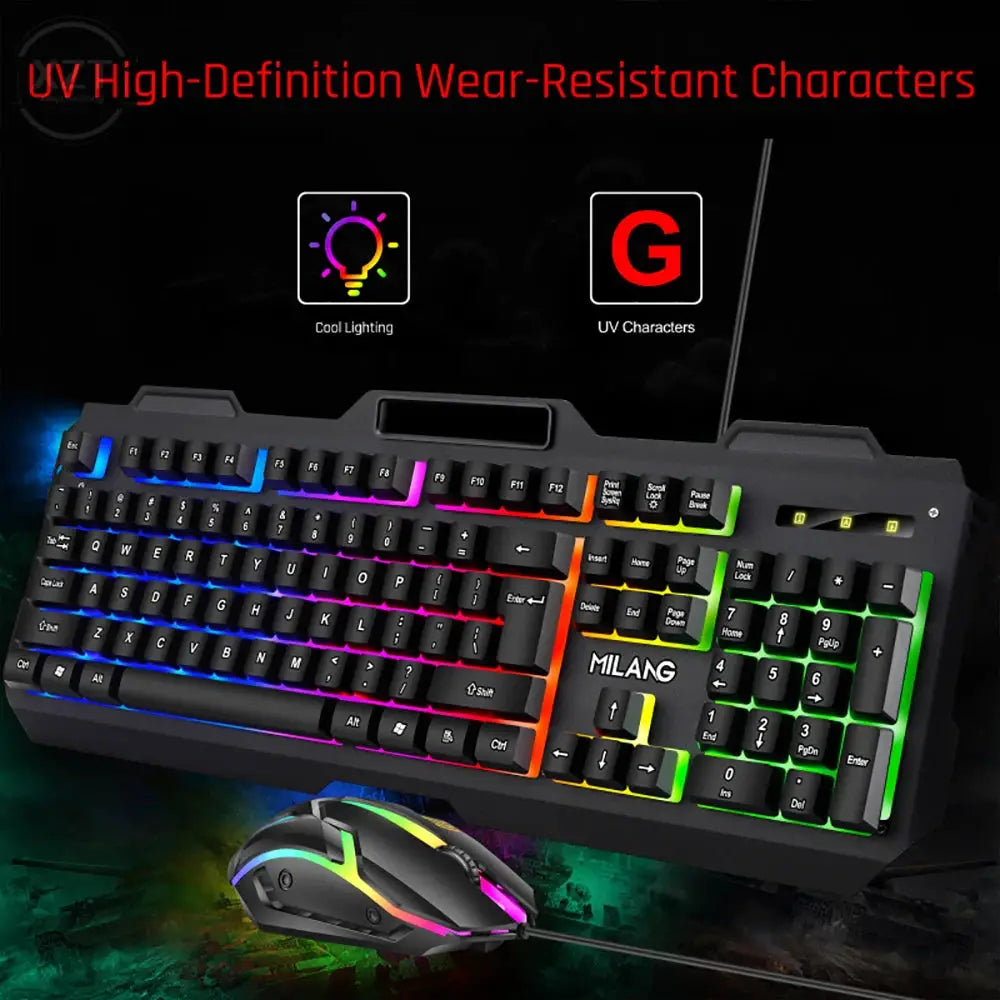Gamer Keyboard And Mouse PC Gaming Keyboard RGB Backlit Keyboard Rubber Keycaps Wired Keyboard Mouse Gamer Gaming Mouse by All Mart Bristol Ltd