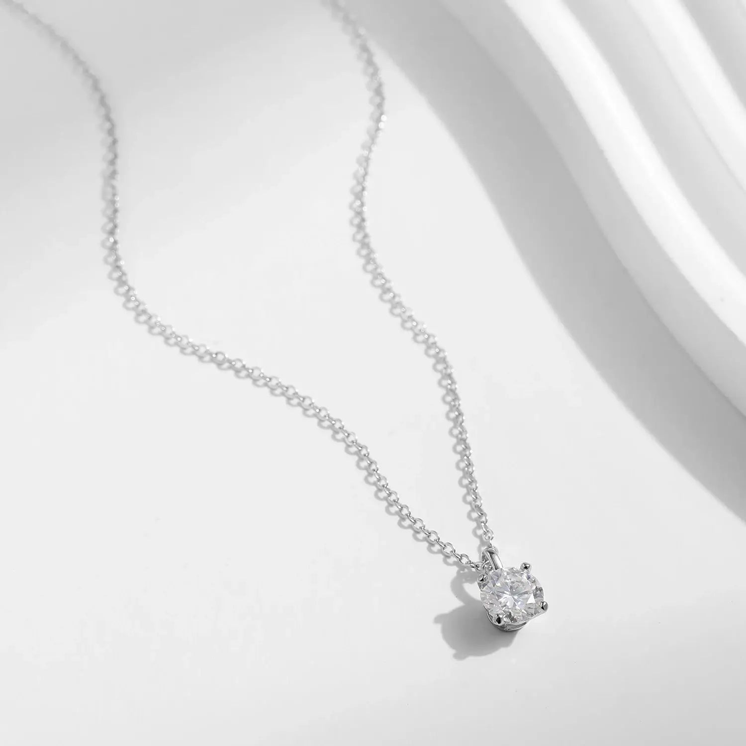 MODIAN 1CT Prong Setting Moissanite Necklace D color VVS1 Lab Diamond Pendant For Women 925 Sterling Silver Wedding Jewelry by All Mart Bristol Ltd