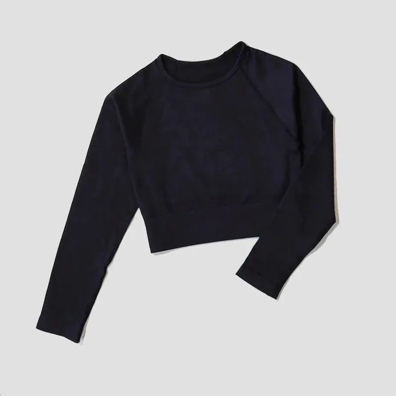 Yoga Sports Crop Top Long Sleeve Gym Women's Seamless T-shirt Fitness Woman Sport T-shirt Workout Tops For Women's Sportswear by All Mart Bristol Ltd