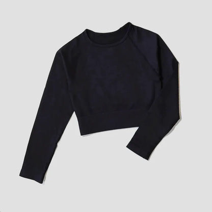 Yoga Sports Crop Top Long Sleeve Gym Women's Seamless T-shirt Fitness Woman Sport T-shirt Workout Tops For Women's Sportswear by All Mart Bristol Ltd