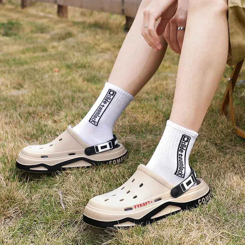 Mens Trendy Cave Shoes Summer Outer Wear Cartoon Fashion Home Home Couple Non-slip Cave Sandals Beach Baotou Slippers Mens by All Mart Bristol Ltd
