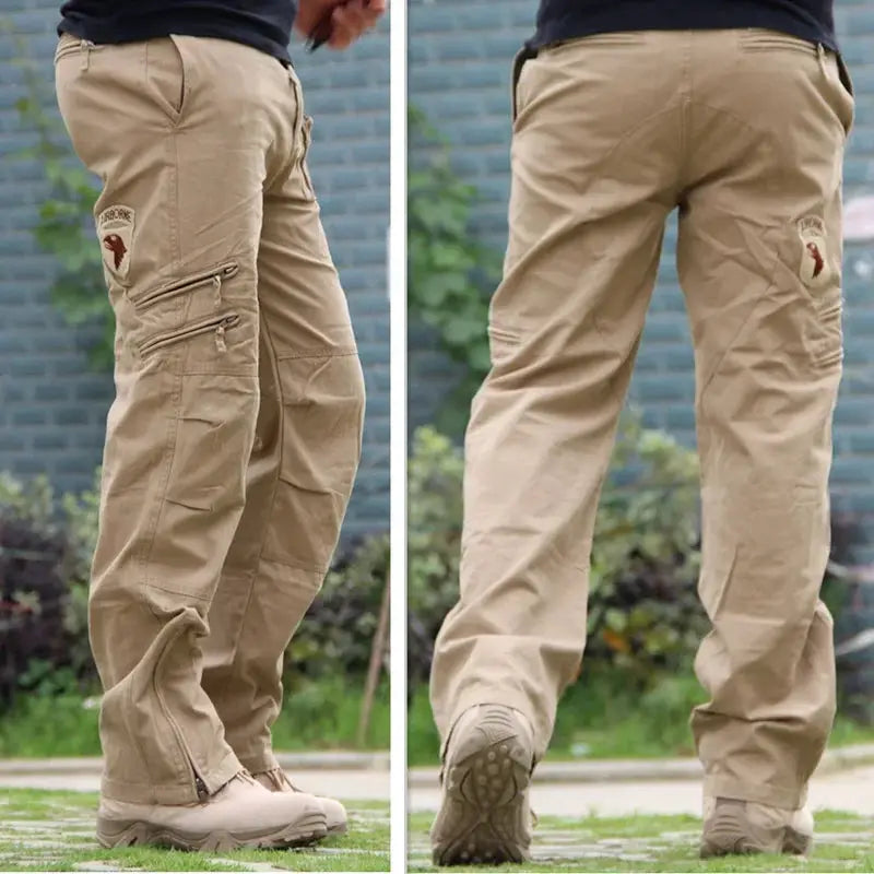 2024 Men's Cargo Pant Cotton Pants Khaki Men Military Camo Green Gray Work Many Pocket Cotton Camouflage Black Tactical Trousers by All Mart Bristol Ltd