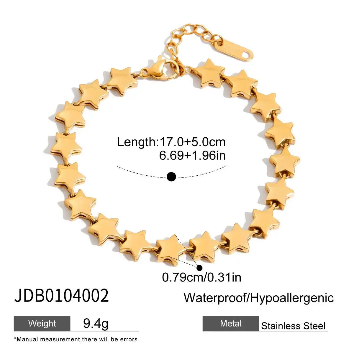 Uworld Minimalist Classic 18K Gold Color Plated Stainless Steel White Rhinestone Paper Clip Hollow Bracelet Stackable Geometric by All Mart Bristol Ltd