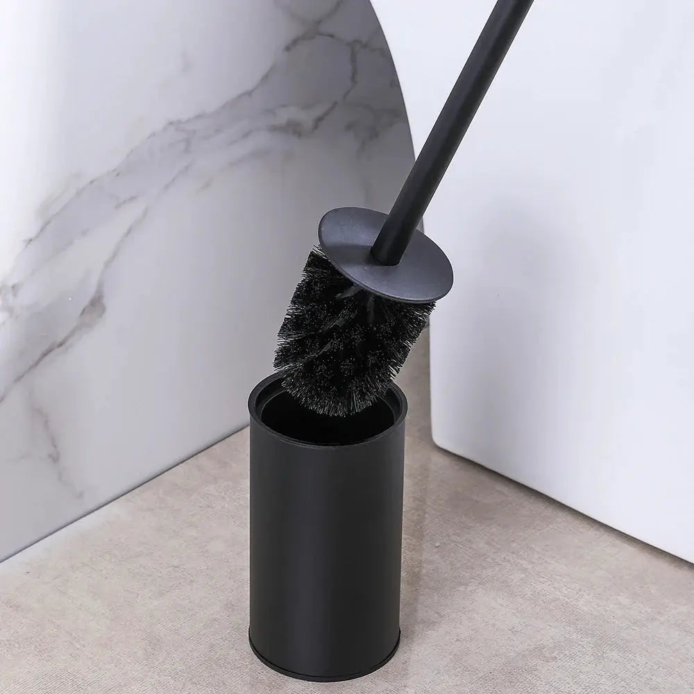 Stainless Steel Bathroom Toilet Brush Holder Accessories Black Toilet Brush Wall Mounted WC Cleaner Brush Cleaning Tools by All Mart Bristol Ltd