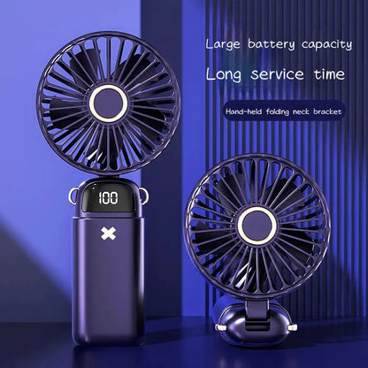 Hot Sell Handheld Mini Fan Foldable Portable Neck Hanging Fans 5 Speed USB Rechargeable Fan with Phone Stand and Display Screen by All Mart Bristol Ltd