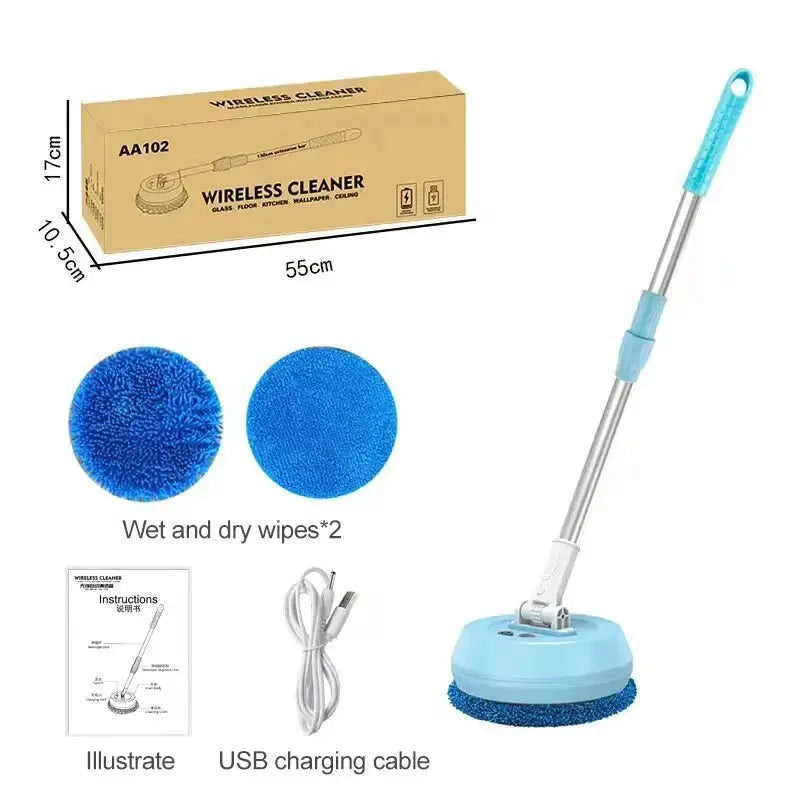 Wireless Electric Spin Mop Cleaning Machine Automatic 2 in 1 Wet & Dry Home Cleaner Car Glass Ceiling Door Windows Floor Cleaner by All Mart Bristol Ltd