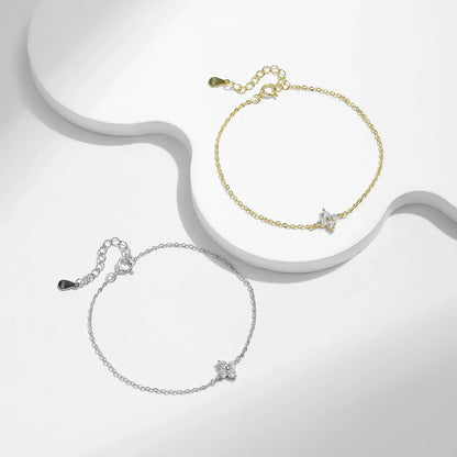 MODIAN 925 Sterling Silver Stackable Four Leaf Clover CZ Bracelet For White Gold Plated Link Chain Women Party Fine Jewelry by All Mart Bristol Ltd