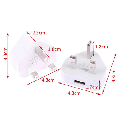 Universal UK Plug 3 Pin Wall Charger Adapter With 1/2 USB Ports Charging For Iphone 11 For Huawei Charging Charger by All Mart Bristol Ltd