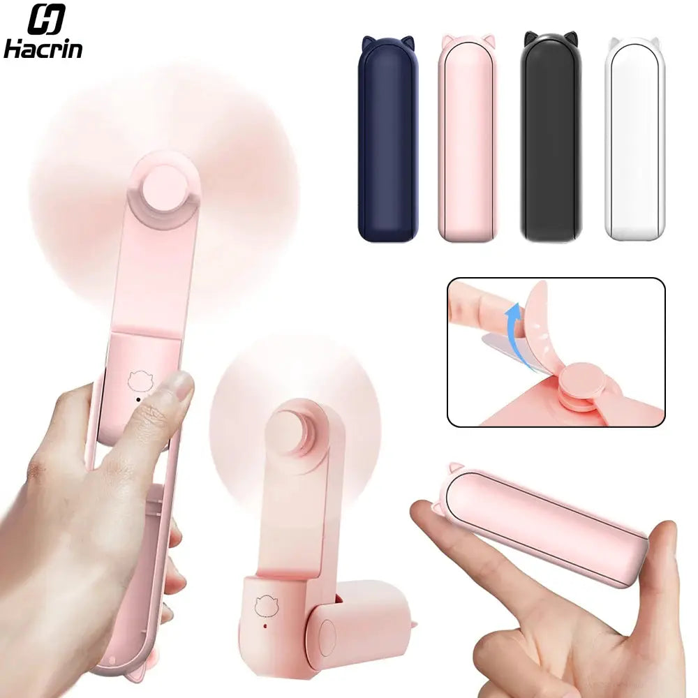 Mini Portable Handheld Fan 2000mAh USB Rechargeable Folding Small Pocket Fan with Handy Power Bank Foldable Hand Fan for Outdoor by All Mart Bristol Ltd