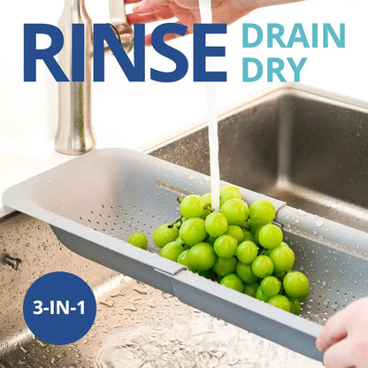Expandable Sink Colander Strainer Basket Wash Drain Dry Dishes Veggies Pasta Kitchen Utensil Drainer Tool Home Essential Gray by All Mart Bristol Ltd