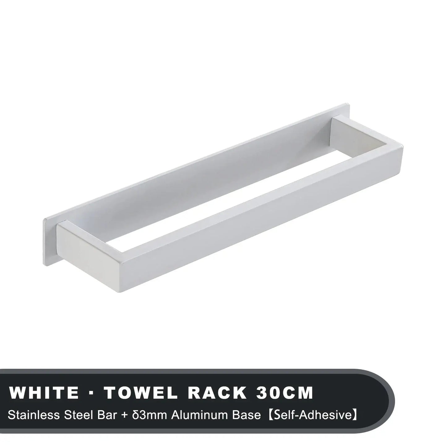 Black Stainless Steel Towel Holder No Drill Wall Shower Towel Shelf Kitchen Towel Hanger Rail Bathroom Towel Rack Self Adhesive by All Mart Bristol Ltd