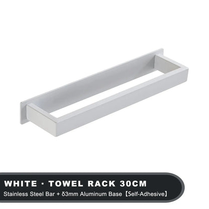 Black Stainless Steel Towel Holder No Drill Wall Shower Towel Shelf Kitchen Towel Hanger Rail Bathroom Towel Rack Self Adhesive by All Mart Bristol Ltd