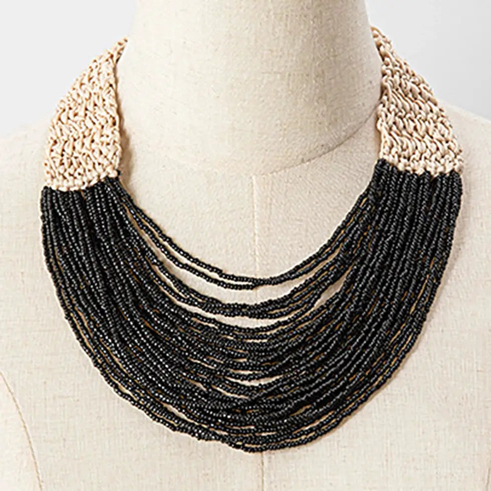 KAYMEN Fashion Handmade Small Beaded Strands Necklace Statement Bohemia Choker Necklace Multi Layers Jewelry Accessory Gifts by All Mart Bristol Ltd