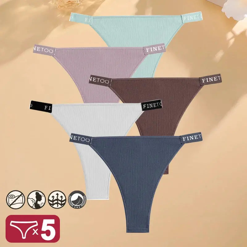 5PCS/Set Sexy Lingerie Women Cotton Panties Finetoo Letter Low Waist Female Briefs Underwear Comfort Underpants Women Intimates by All Mart Bristol Ltd