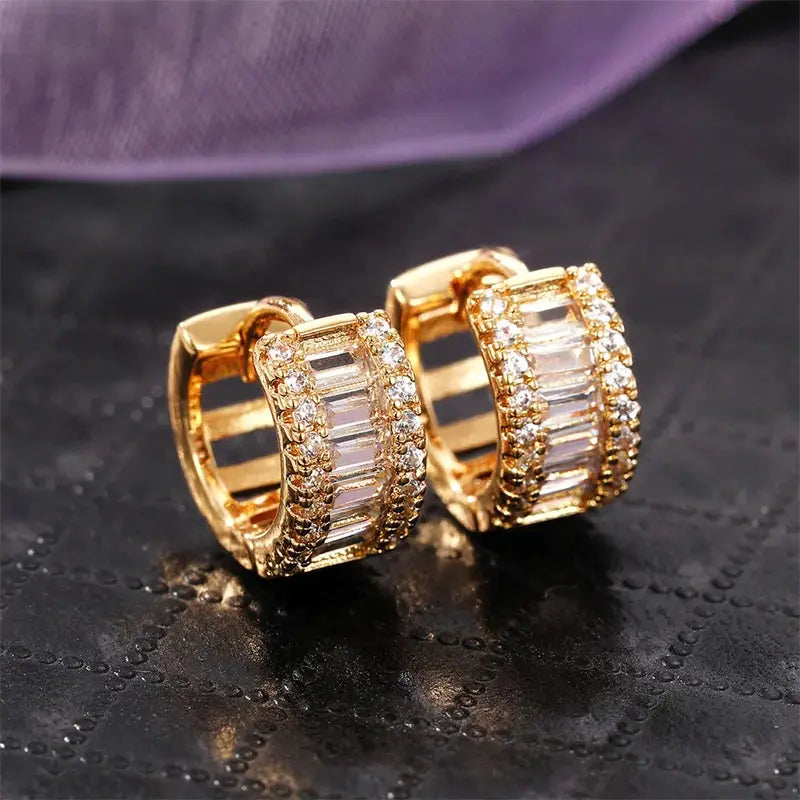 Huitan Fashion Women's Hoop Earrings with Sparkling Cubic Zirconia Fancy Female Ear Accessories Good Quality Wholesale Jewelry by All Mart Bristol Ltd