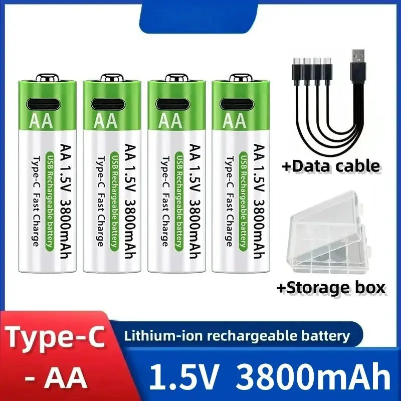 2025NEW Lithium-Ion Battery Type-C Rechargeable High-Capacity Battery AA&AAA Battery For remote control, mouse, electric toys by All Mart Bristol Ltd