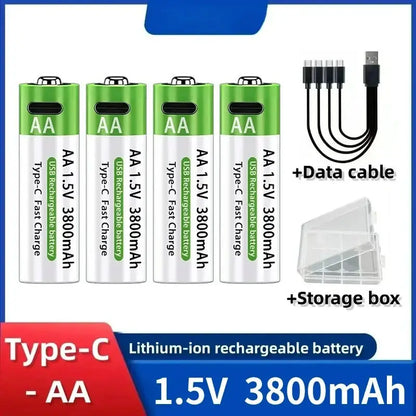 2025NEW Lithium-Ion Battery Type-C Rechargeable High-Capacity Battery AA&AAA Battery For remote control, mouse, electric toys by All Mart Bristol Ltd