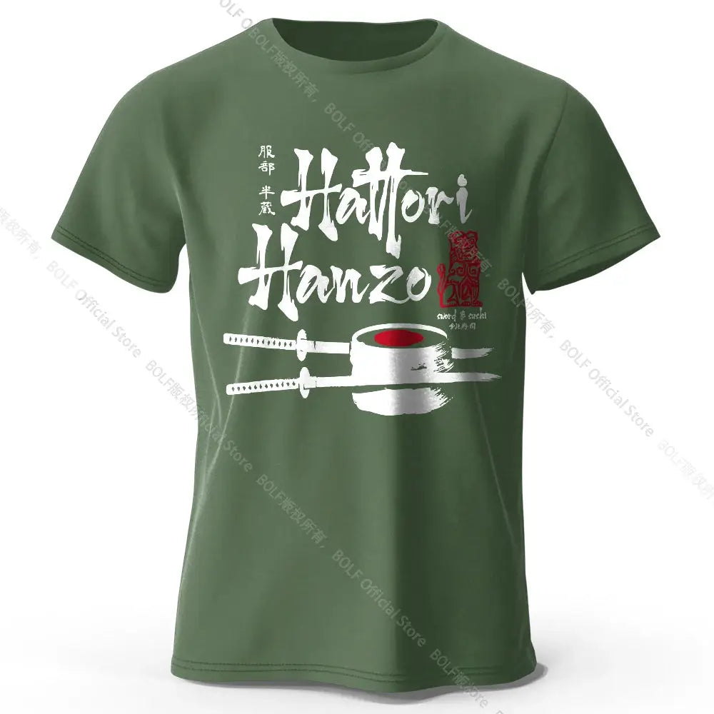 Men's Hattori Hanzo Printed T-Shirt 100% Cotton Oversized Ninja Graphic Tees for Women Summer Tops Samurai Streetwear by All Mart Bristol Ltd