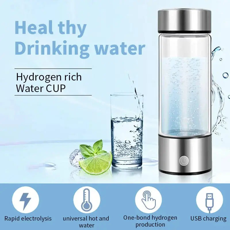 Hydrogen-Rich Water Cup Portable Electric Hydrogen Rich Water Generator Bottle Titanium Quality Filter Healthcare Water Cup USB by All Mart Bristol Ltd