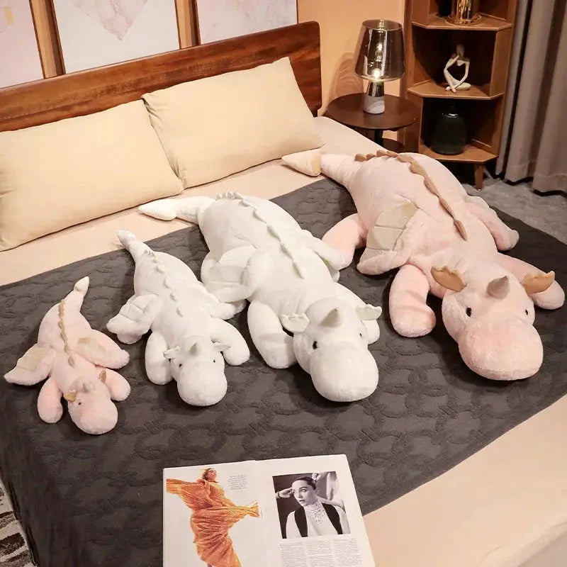 Giant Soft Plush Toy Little Snow Dragon Plush Toy White Dinosaur Stuffed Animal Toy Soft Doll Toys Birthday Gift for Children by All Mart Bristol Ltd