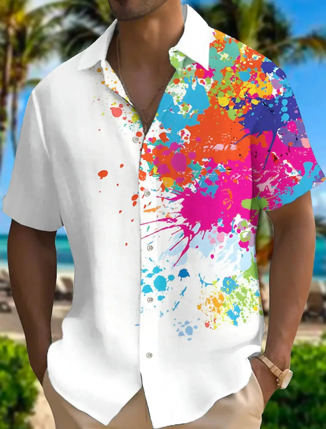 Men's Shirt Gradient GraphicTurndown colorful Rainbow Outdoor Street Short Sleeve Print Clothing Apparel Fashion Designer Casual by All Mart Bristol Ltd