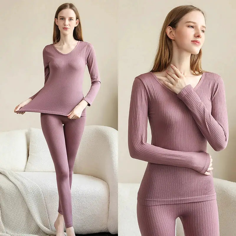 1 Set Warm Thermal Underwear Sexy Ladies Intimates Long Johns Women Shaped Sets Female Middle Collar Thermal Shaping Clothes by All Mart Bristol Ltd