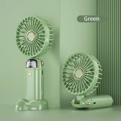 Hot Sell Handheld Mini Fan Foldable Portable Neck Hanging Fans 5 Speed USB Rechargeable Fan with Phone Stand and Display Screen by All Mart Bristol Ltd