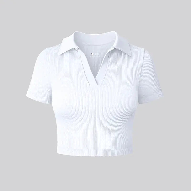 Women's T Shirt Sexy Short Sleeved Polo Shirt Casual Sports Tennis Shirt Tight Fit Fitness Yoga Top Ladies top by All Mart Bristol Ltd