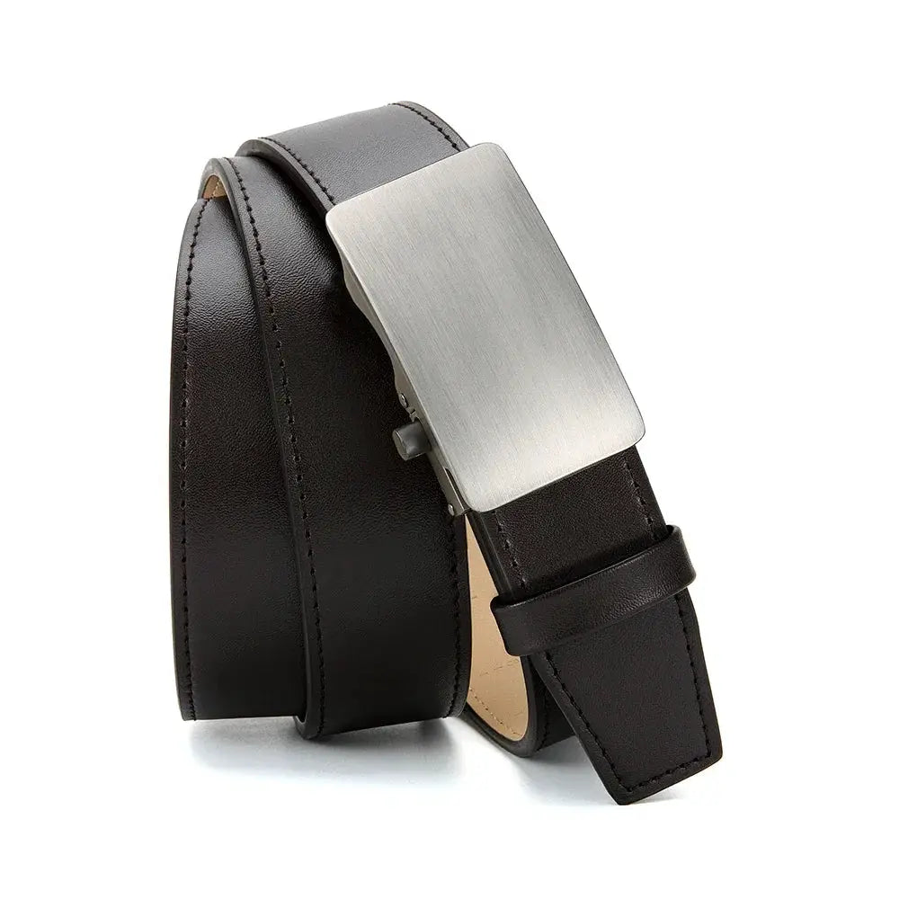 Men's Premium Leather Leather Smooth Ratchet Business Belt Men's Dress and Casual Daily Adjustable Buckle, Tailored To Fit by All Mart Bristol Ltd