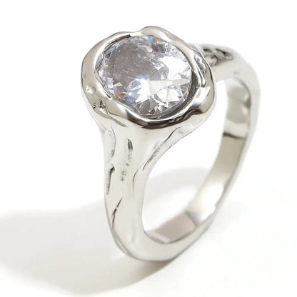 La. Muses Luxury Shiny Round Zircon Irregular Stainless Steel Women's Ring PVD Gold Plated Fashion Jewelry Accessories by All Mart Bristol Ltd