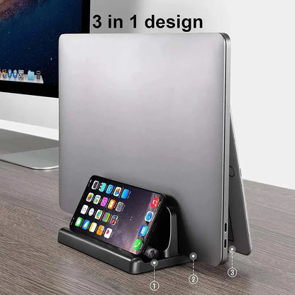 Dual-Slot Vertical Laptop Stand Holder Adjustable Double Desktop Notebook Dock Space-Saving for MacBook HP Dell Chrome Book iPad by All Mart Bristol Ltd