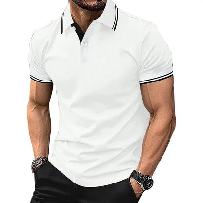Men Clothes Summer Casual Short Sleeve Pure Color Polo Shirt 100% Polyester Quick Drying Tops Men Business Golf Polo Shirt Tops by All Mart Bristol Ltd