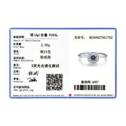 MODIAN D Color Gray Moissanite Rings 925 Sterling Silver Fashion Sparkle Square Halo Ring For Women Wedding Fine Jewelry Gift by All Mart Bristol Ltd