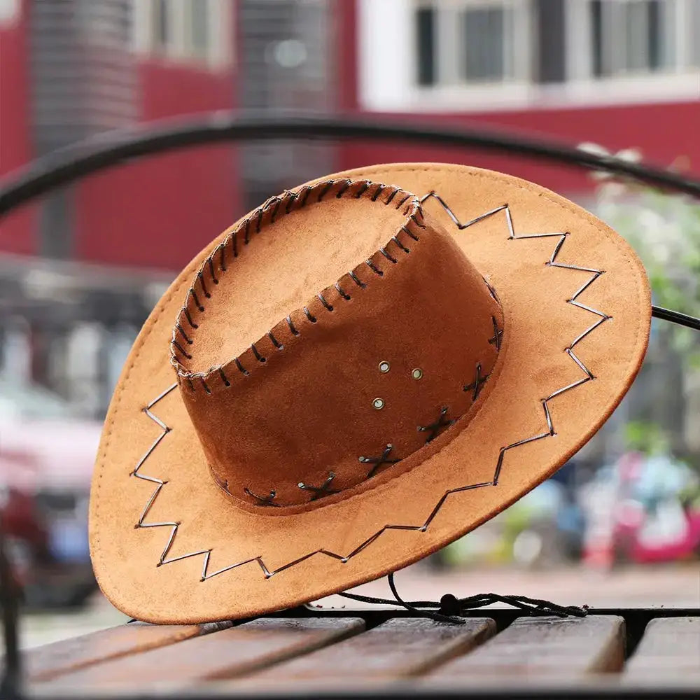 Women Men Cowboy Hat Western Suede Cowgirl Hats Fashion West Fancy Dress Party Headwear Unisex Cap by All Mart Bristol Ltd