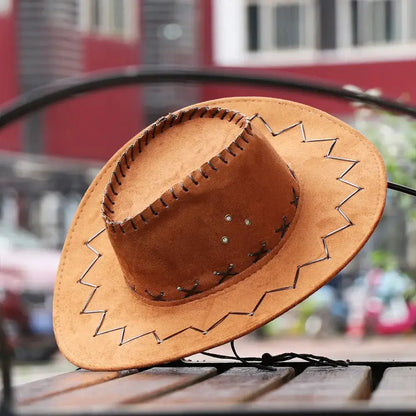 Women Men Cowboy Hat Western Suede Cowgirl Hats Fashion West Fancy Dress Party Headwear Unisex Cap by All Mart Bristol Ltd