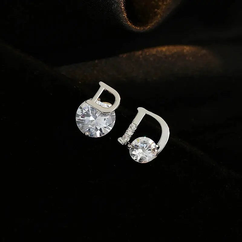 Korean Style Design sense Classic Asymmetric D Letter Gold Colour Earrings Women's Temperament Accessories Party Luxury Jewelry by All Mart Bristol Ltd