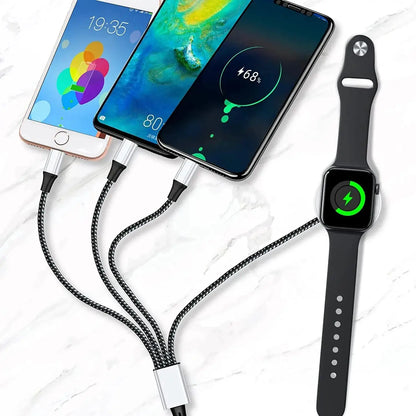 4 in 2 Multi Charging Cable For Iwatch Iphone Charger Usb Type-C Fast Charging Cable High-Quality Airpods iPad Accessories by All Mart Bristol Ltd
