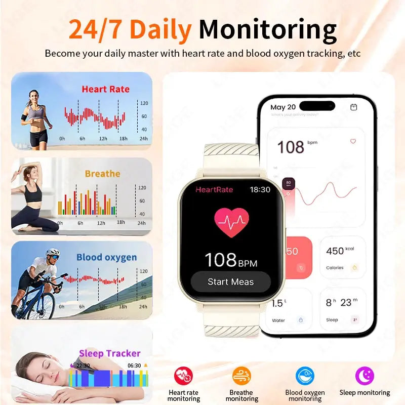 1.83" HD Large Screen 2026 New Smart Watch Bluetooth Call Heart Rate Monitoring Smartwatch Multiple Sport Mode Fitness Bracelet by All Mart Bristol Ltd