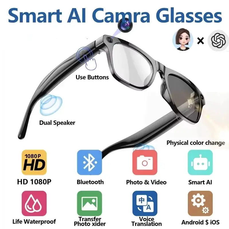2026 4K HD Color Changing AI Smart Glasses Chat GPT 100MP Camera Bluetooth Call Voice Assistant Control Smart Glasses 2026 New by All Mart Bristol Ltd